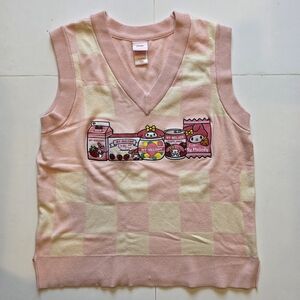 My Melody Sanrio Pink and Cream Checkered Sweater Vest